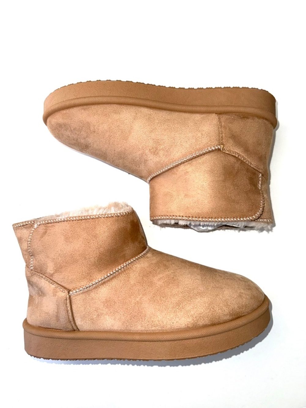 FALLS CREEK New $35 Womens 8 Tan Faux Suede Lillian Pull On Ankle Boots Box#2